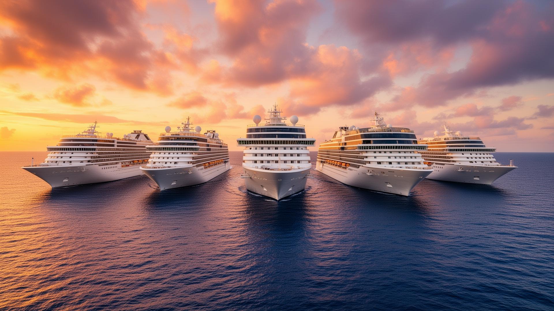Cruise ships at sunset